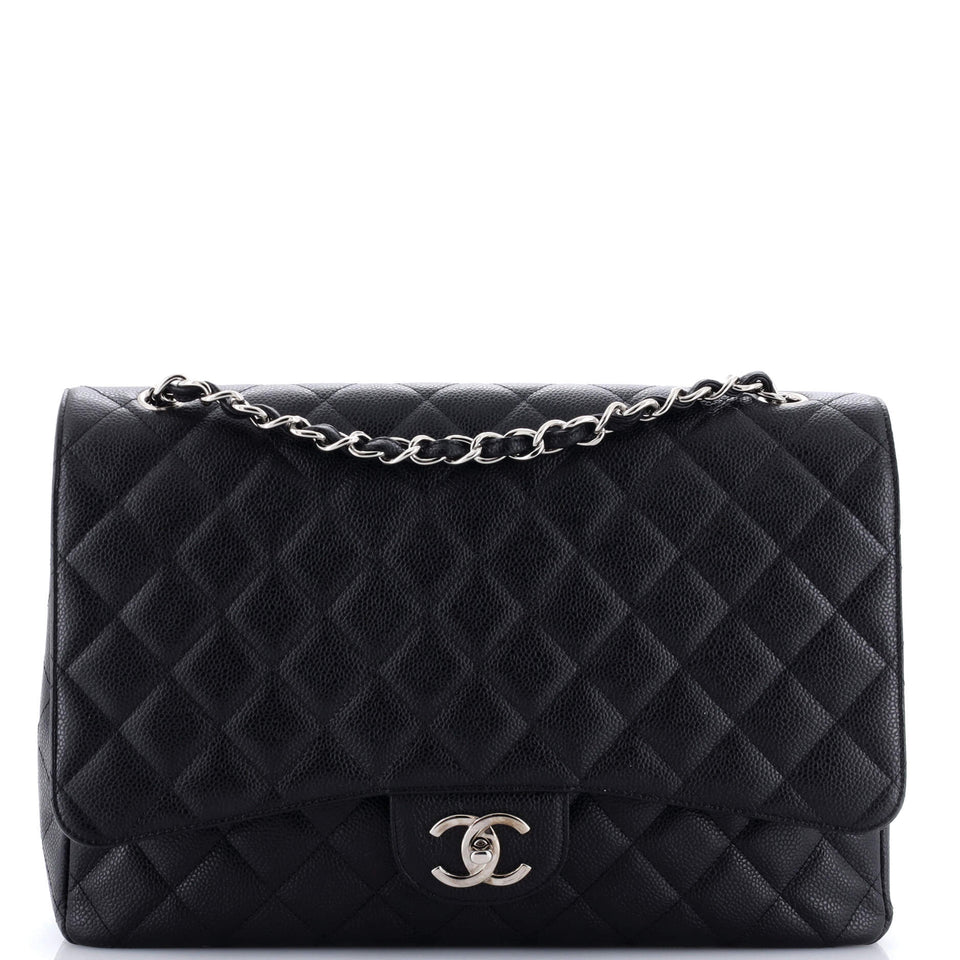 Classic Double Flap Bag Quilted Caviar Maxi