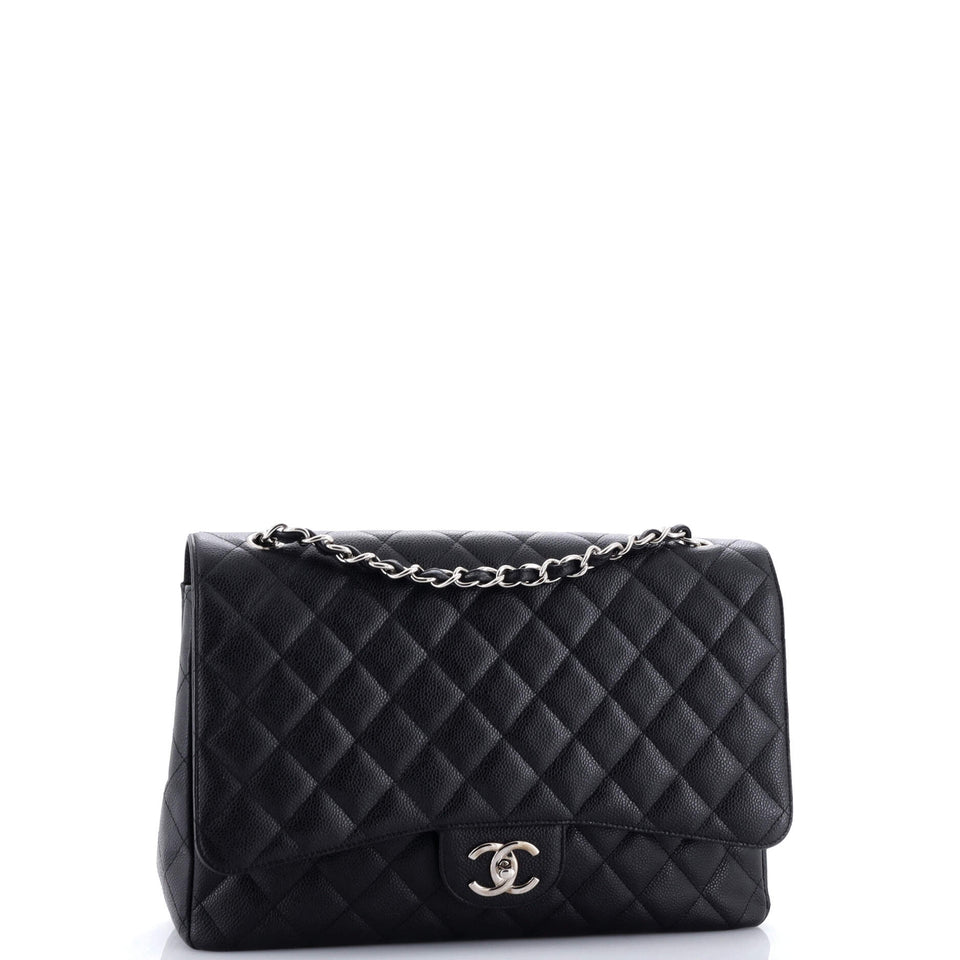 Classic Double Flap Bag Quilted Caviar Maxi