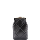 CC Kisslock Frame Clutch with Chain Quilted Lambskin Small