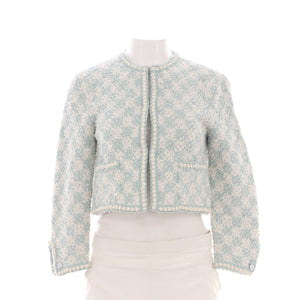 Women's Collarless Two Pocket Jacket Tweed