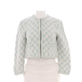 Women's Collarless Two Pocket Jacket Tweed
