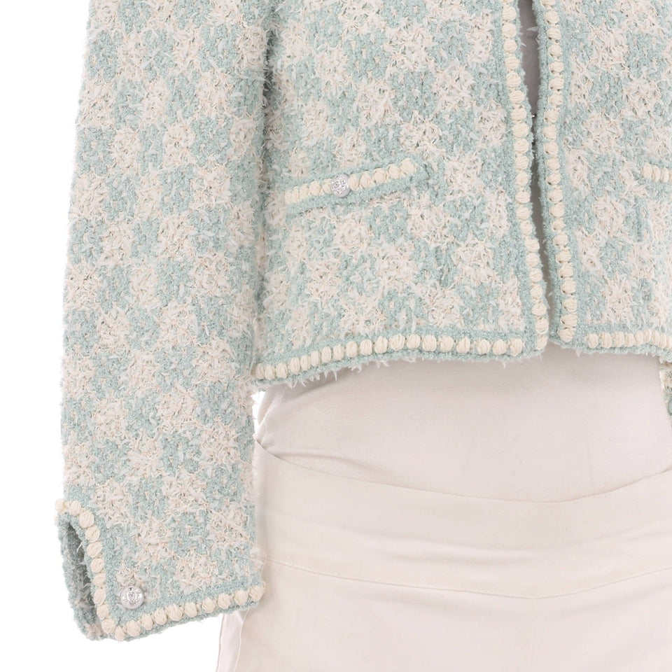 Women's Collarless Two Pocket Jacket Tweed