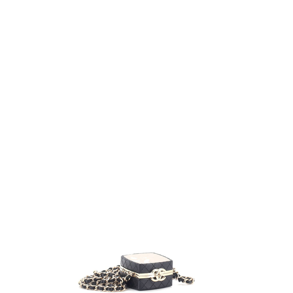 CC Make-Up Box Clutch with Chain Quilted Lambskin and Metal Mini