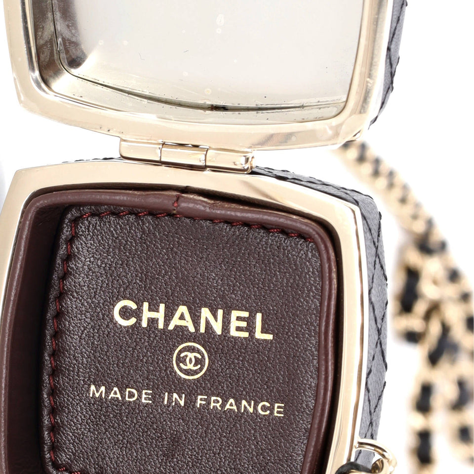 CC Make-Up Box Clutch with Chain Quilted Lambskin and Metal Mini