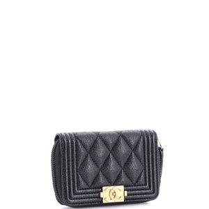 Boy Zip Around Wallet Quilted Caviar Small