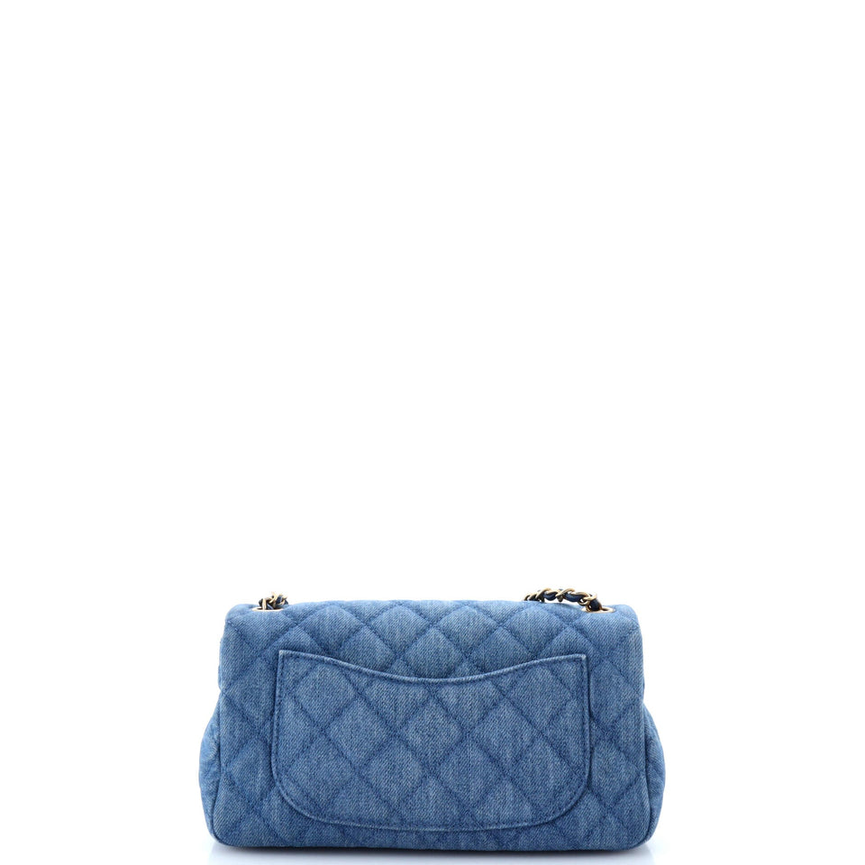 Pearl Crush Flap Bag Quilted Denim Mini