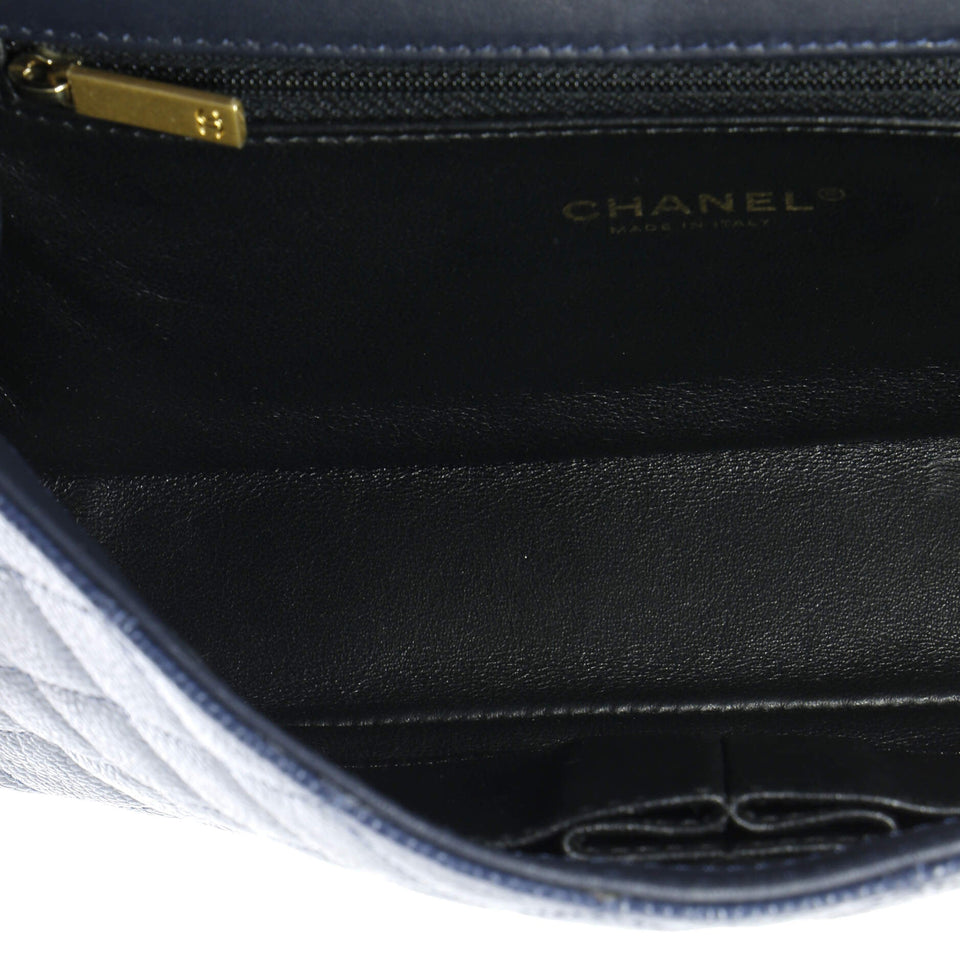 Filigree Flap Bag Quilted Caviar Medium