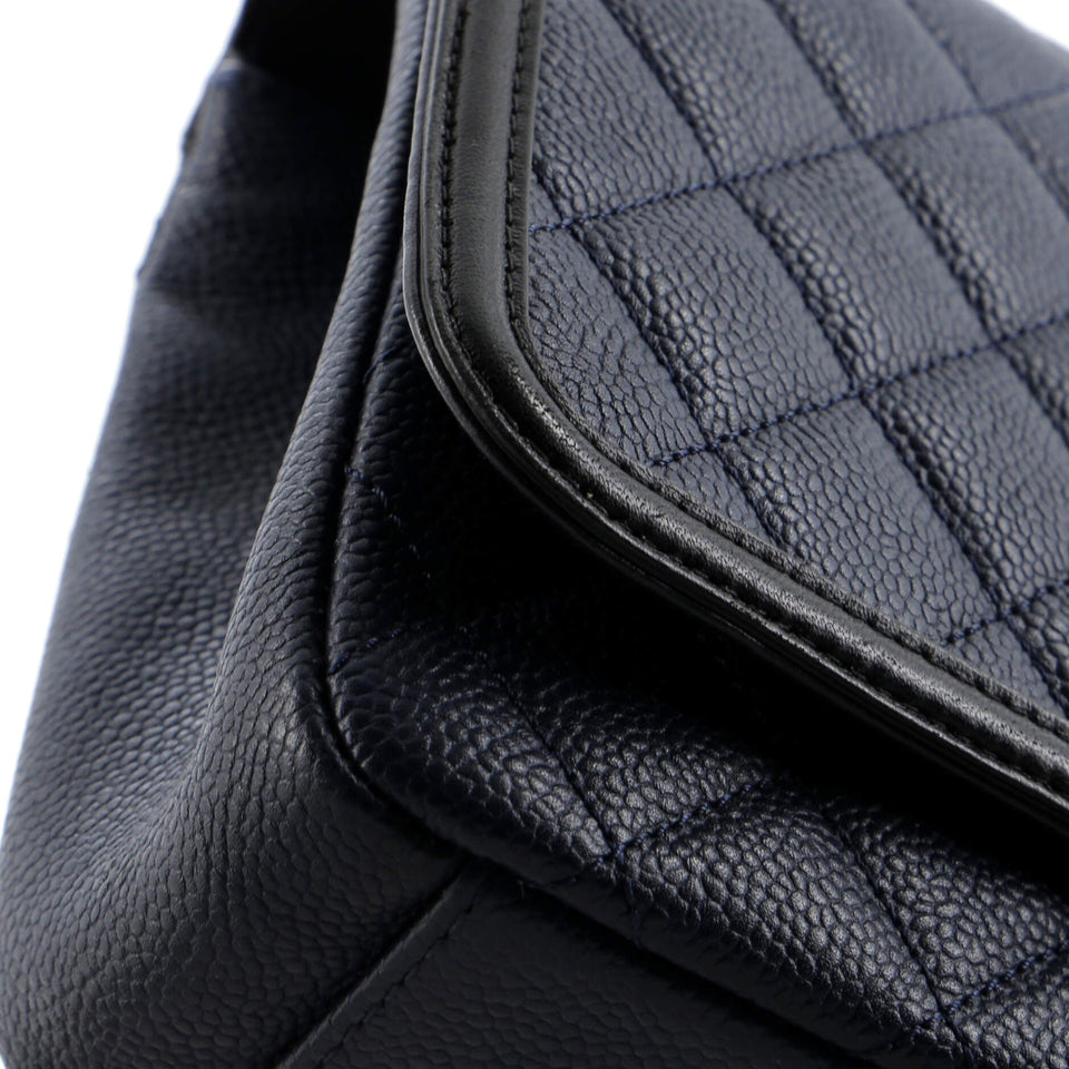 Filigree Flap Bag Quilted Caviar Medium