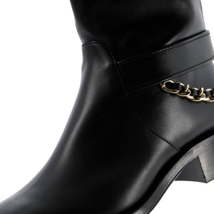 Women's CC Chain Knee High Riding Boots Leather