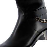 Women's CC Chain Knee High Riding Boots Leather