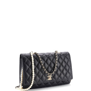 Fantasy Pearls Flap Bag Quilted Lambskin Large