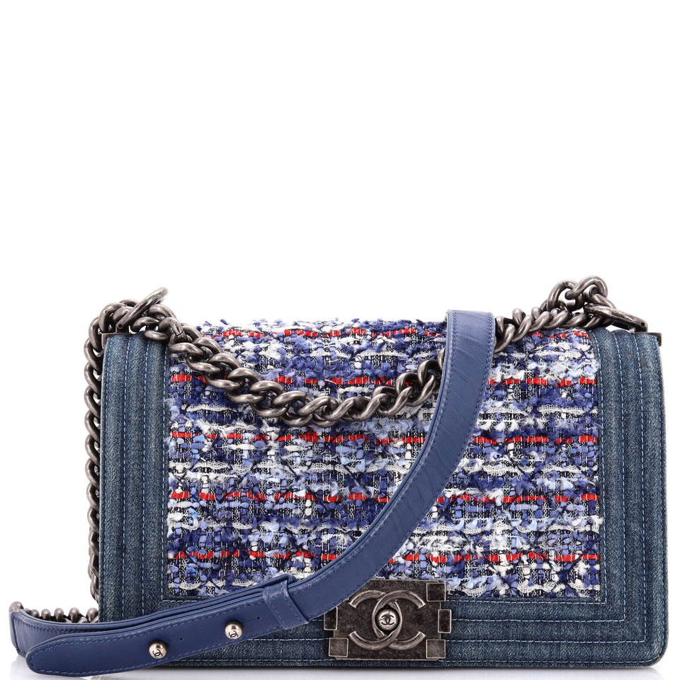 Boy Flap Bag Quilted Tweed With Denim Old Medium