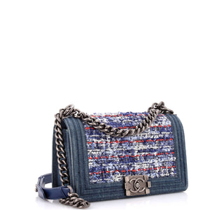 Boy Flap Bag Quilted Tweed With Denim Old Medium