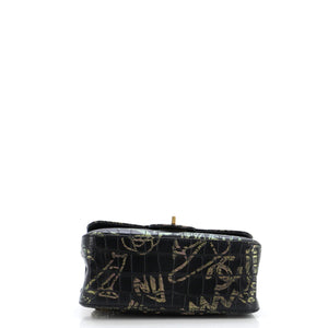Reissue 2.55 Flap Bag Graffiti Crocodile Embossed Calfskin Mini