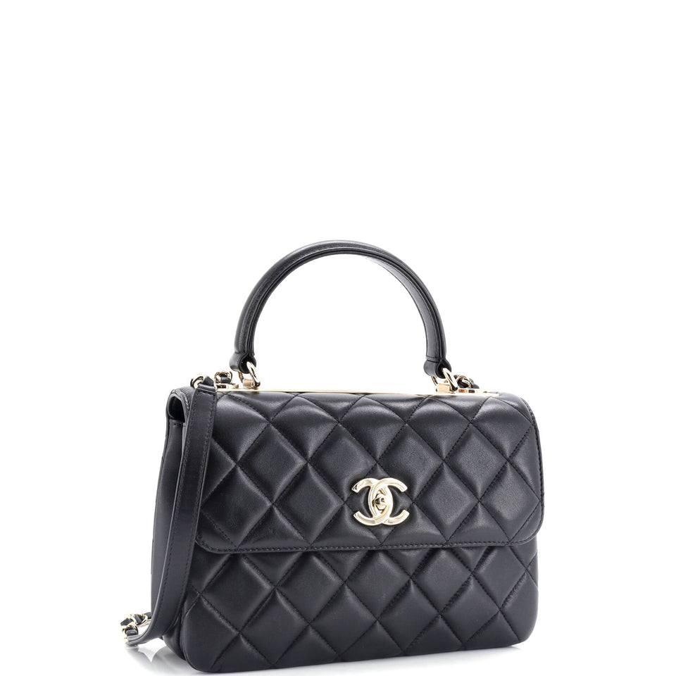 Trendy CC Top Handle Bag Quilted Lambskin Small