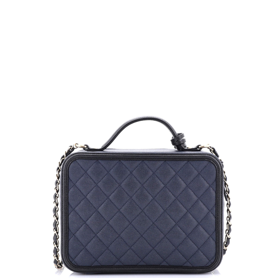 Filigree Vanity Case Quilted Caviar Large
