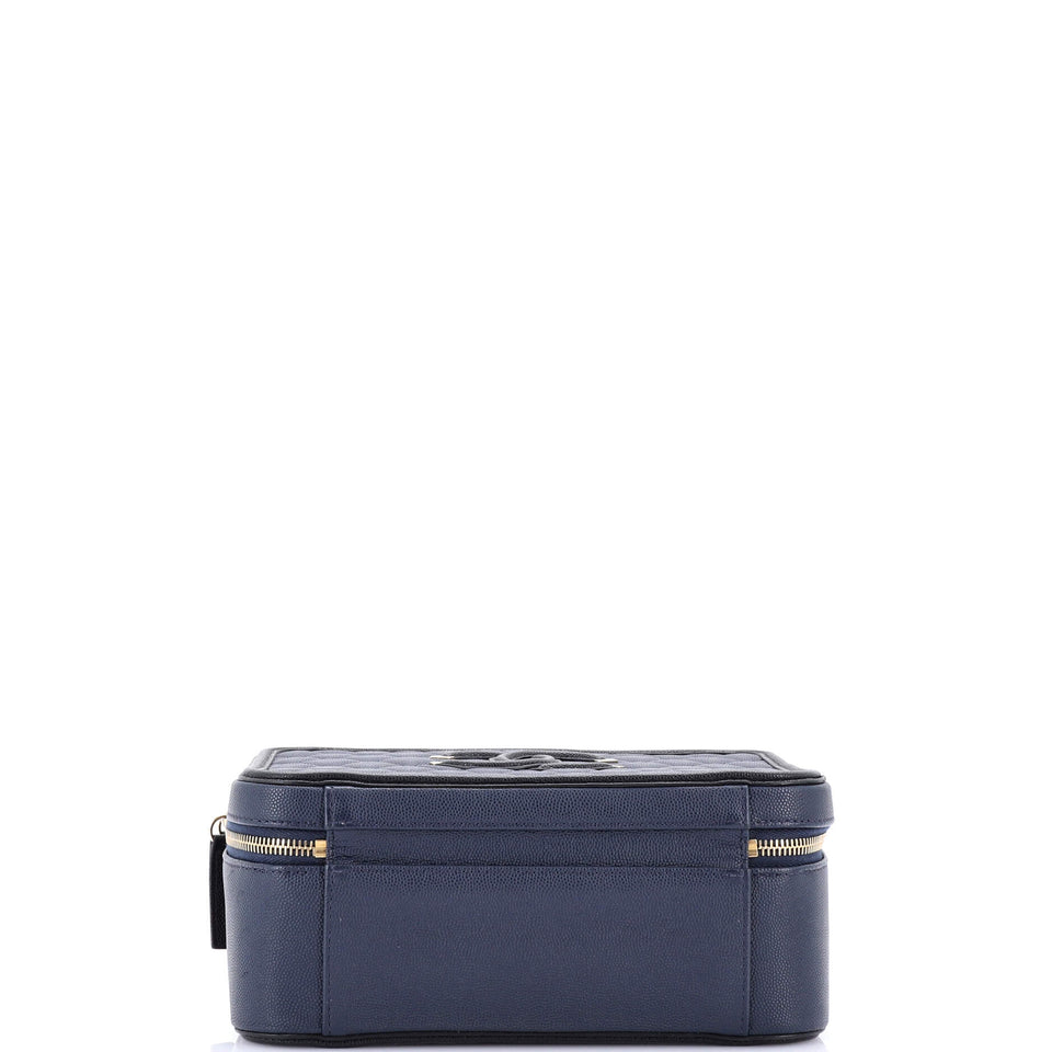 Filigree Vanity Case Quilted Caviar Large