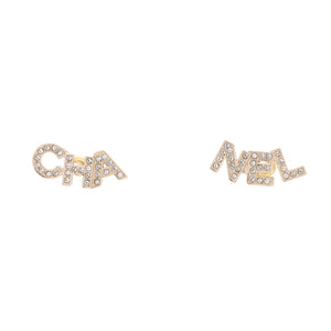 CHA-NEL Stud Earrings Metal with Crystals