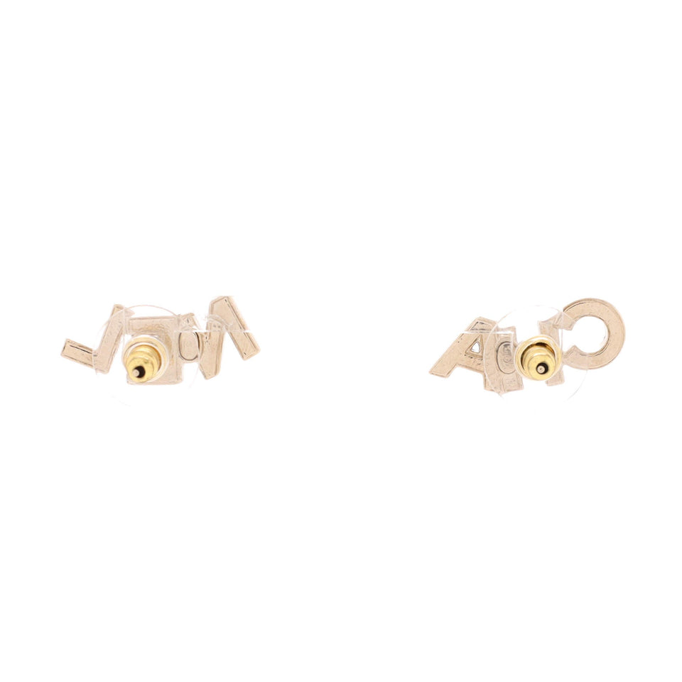 CHA-NEL Stud Earrings Metal with Crystals