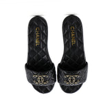 Women's CC Slide Sandals Quilted Lambskin