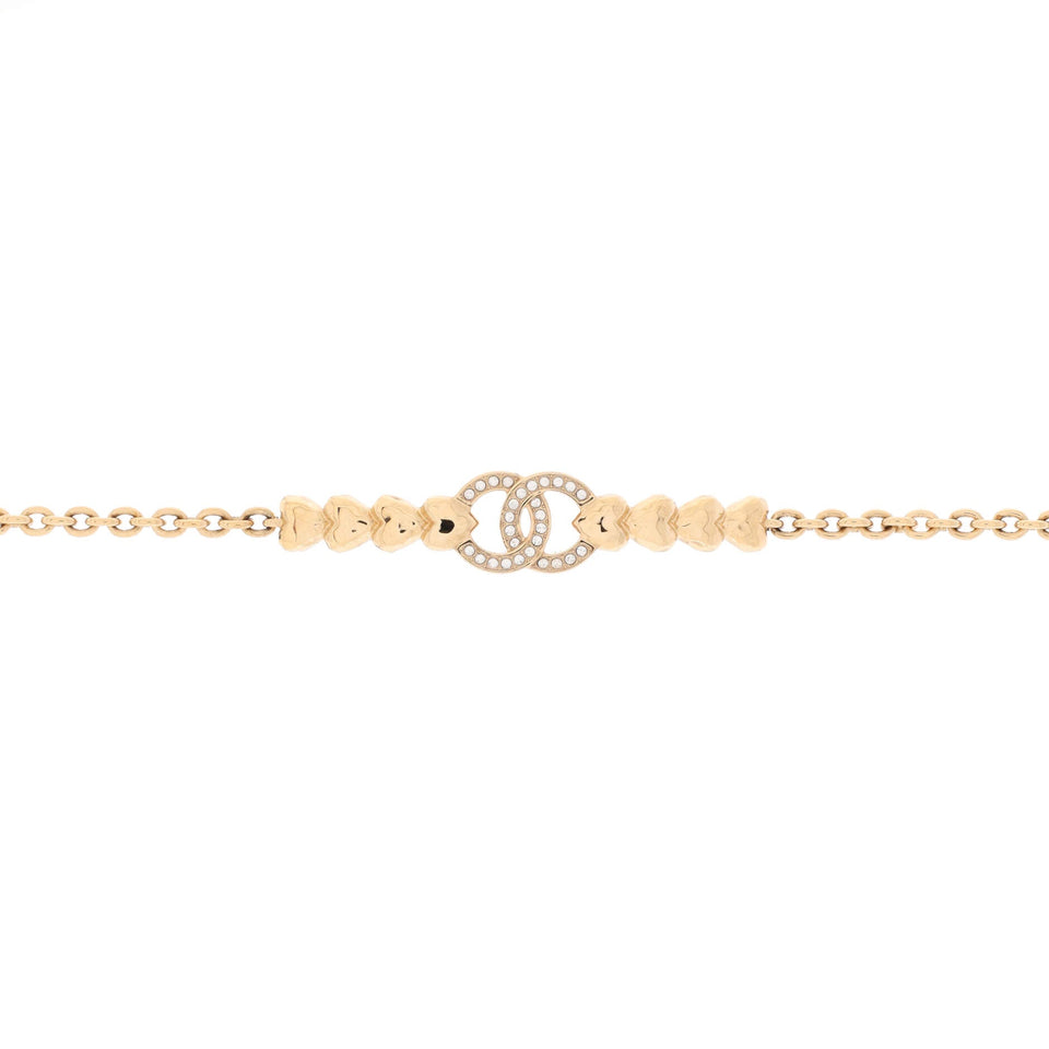 CC Multi Heart Chain Choker Necklace Metal with Crystals