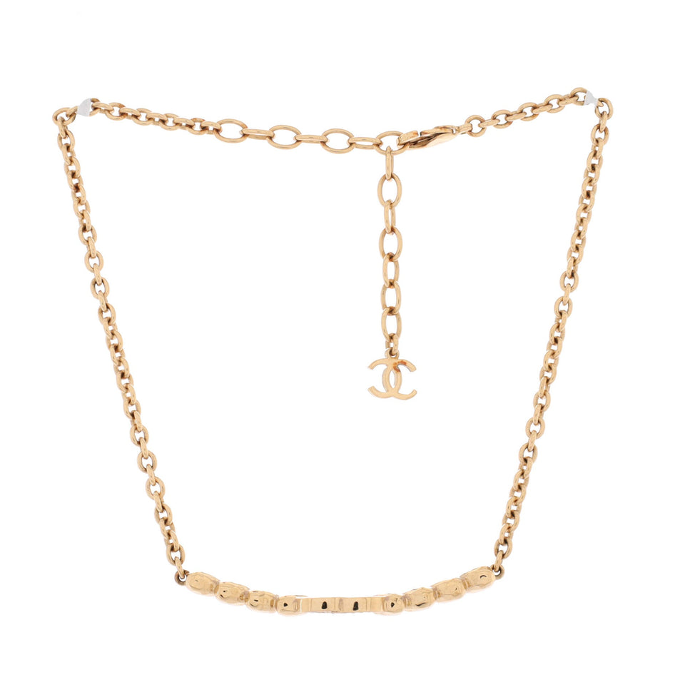 CC Multi Heart Chain Choker Necklace Metal with Crystals