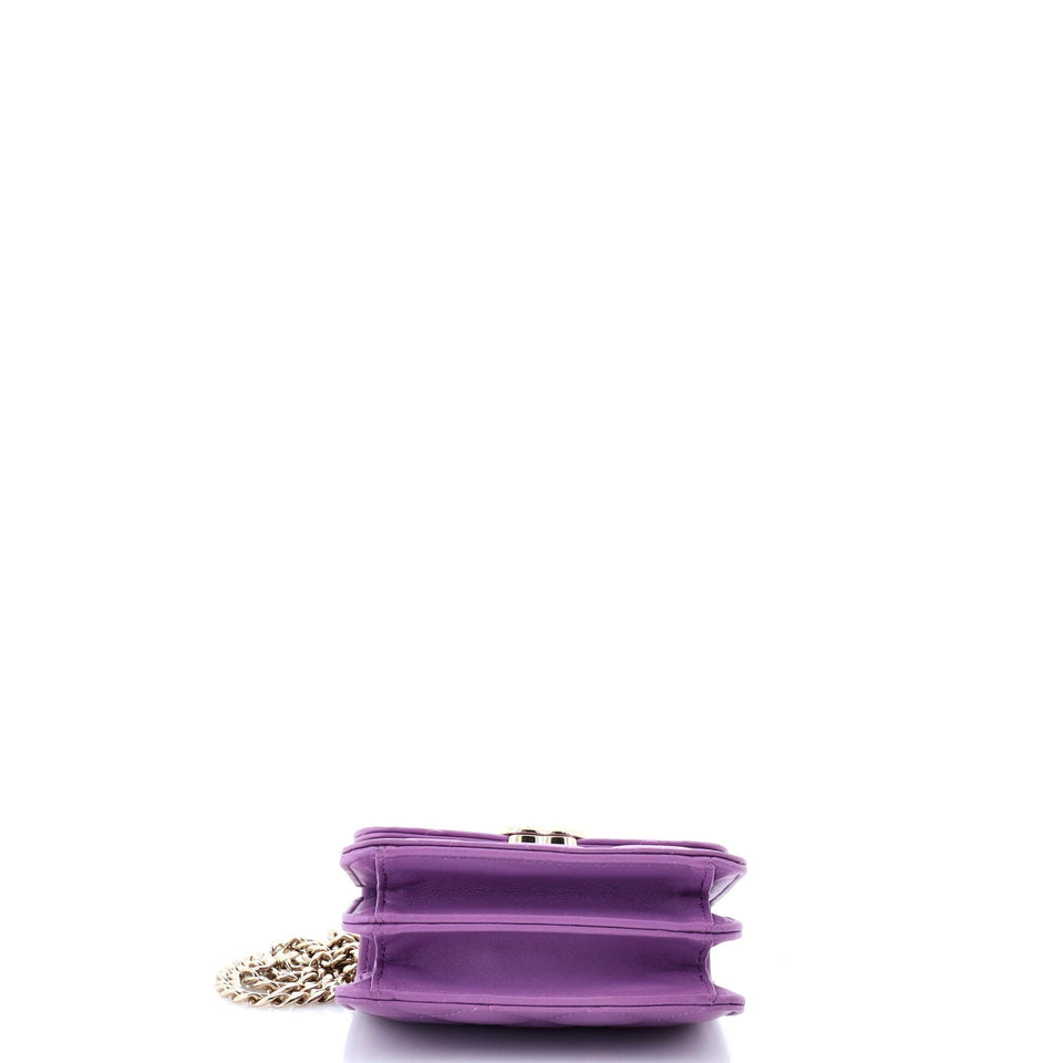 Coco Enamel Top Handle Flap Clutch with Chain Quilted Lambskin