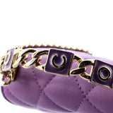 Coco Enamel Top Handle Flap Clutch with Chain Quilted Lambskin