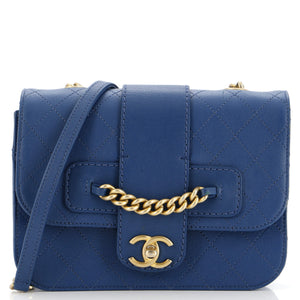 Front Chain Flap Bag Quilted Sheepskin Medium