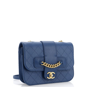 Front Chain Flap Bag Quilted Sheepskin Medium
