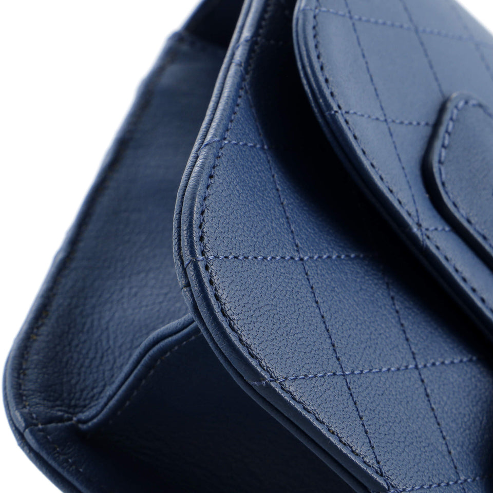 Front Chain Flap Bag Quilted Sheepskin Medium