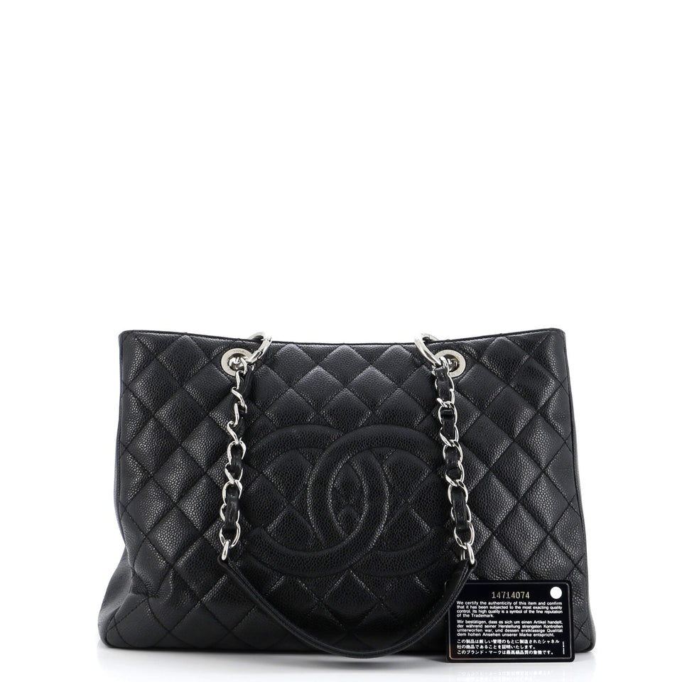 Grand Shopping Tote Quilted Caviar
