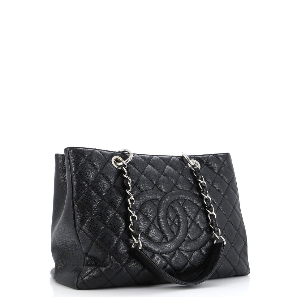 Grand Shopping Tote Quilted Caviar