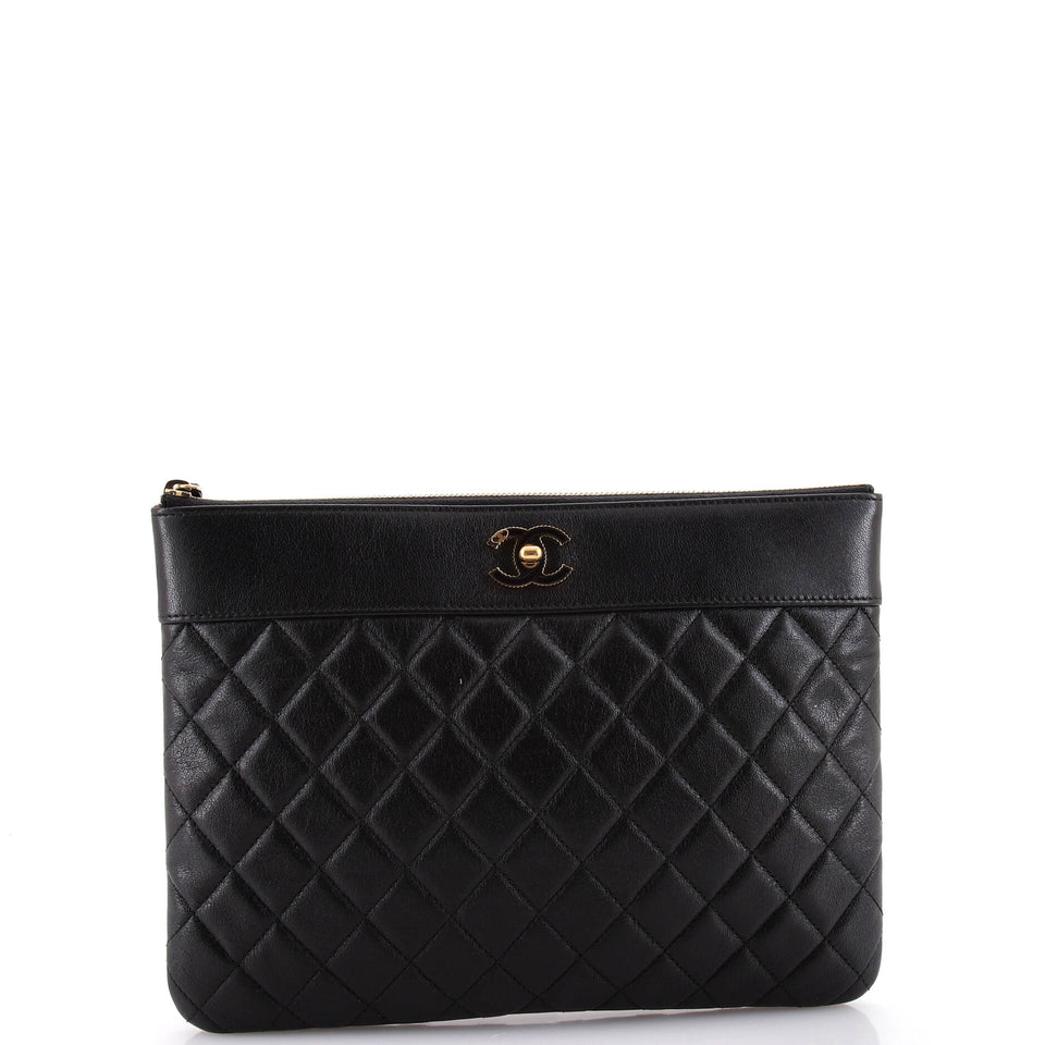 Mademoiselle Vintage O Case Clutch Quilted Sheepskin Medium