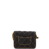 Double You CC Flap Clutch with Chain Quilted Denim