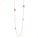 CC Eye Motif Necklace Faux Pearls, Beads and Metal with Resin and Crystals