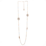 CC Eye Motif Necklace Faux Pearls, Beads and Metal with Resin and Crystals