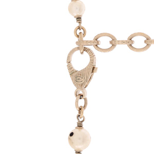 CC Eye Motif Necklace Faux Pearls, Beads and Metal with Resin and Crystals