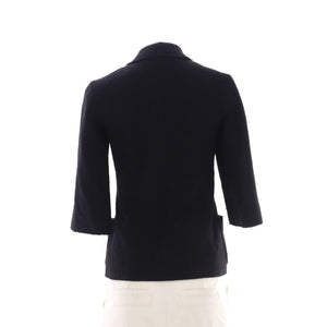 Women's CC Logo Cropped Sleeve Double Breasted Blazer Cotton Tweed