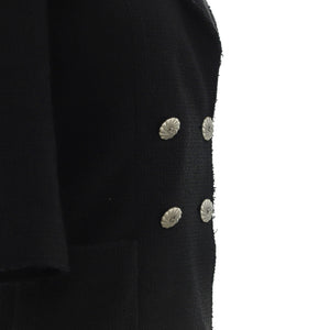Women's CC Logo Cropped Sleeve Double Breasted Blazer Cotton Tweed