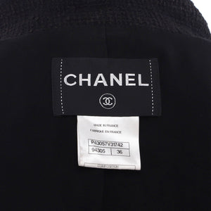 Women's CC Logo Cropped Sleeve Double Breasted Blazer Cotton Tweed