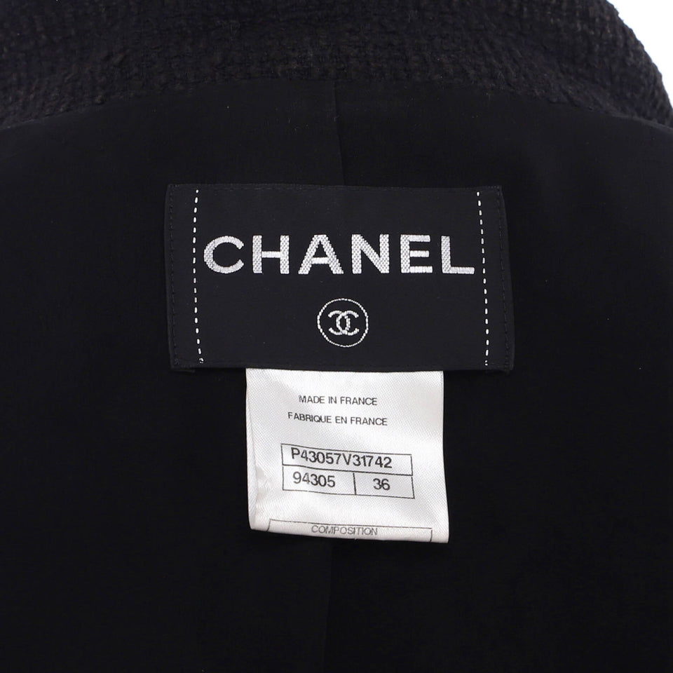 Women's CC Logo Cropped Sleeve Double Breasted Blazer Cotton Tweed
