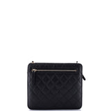 Front Pocket Square Clutch with Chain Quilted Lambskin Small