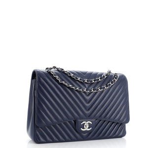 Classic Double Flap Bag Chevron Caviar Maxi