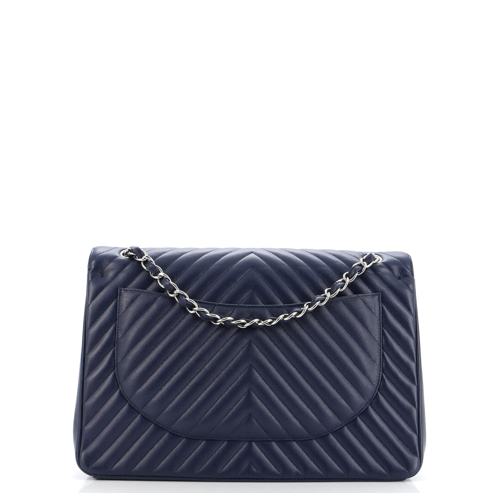 Classic Double Flap Bag Chevron Caviar Maxi