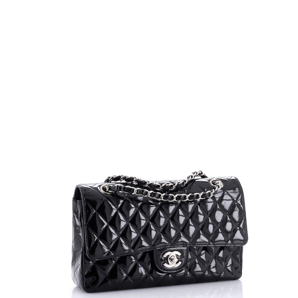Vintage Classic Double Flap Bag Quilted Patent Medium