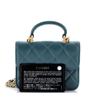 Top Handle Flap Coin Purse with Chain Quilted Lambskin