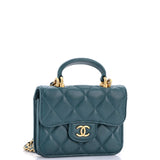 Top Handle Flap Coin Purse with Chain Quilted Lambskin