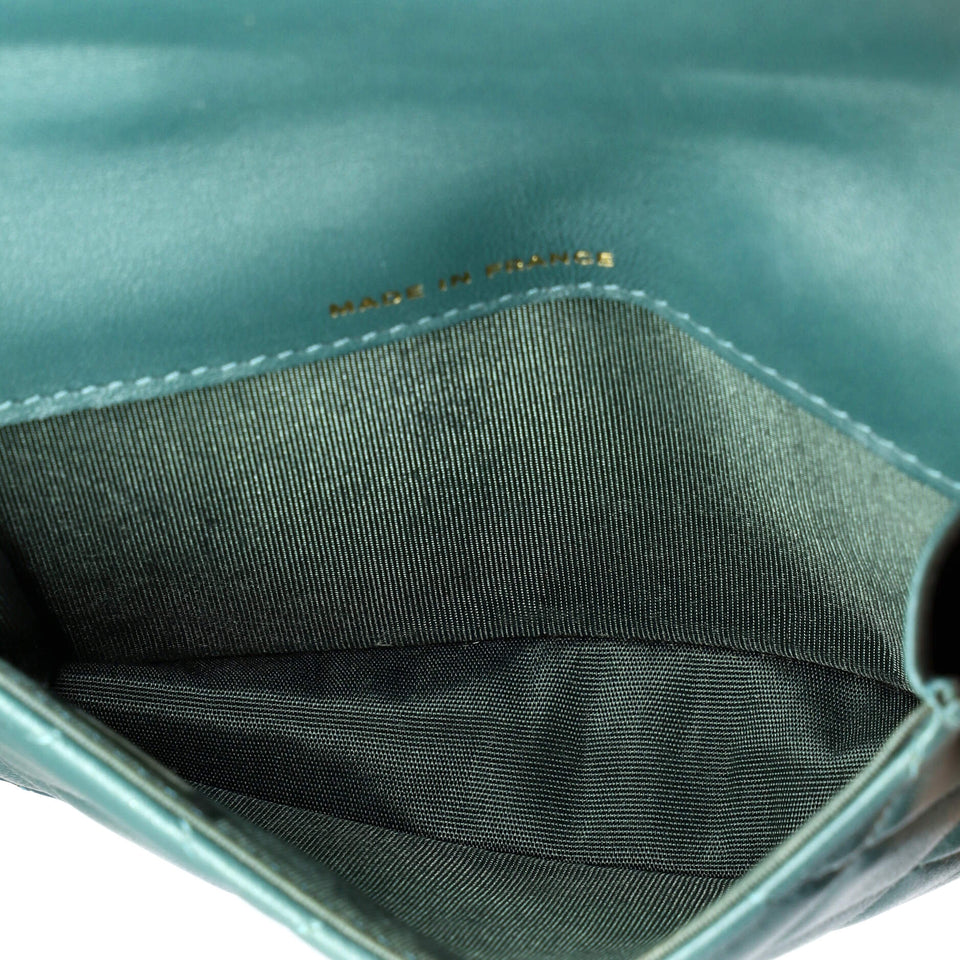 Top Handle Flap Coin Purse with Chain Quilted Lambskin