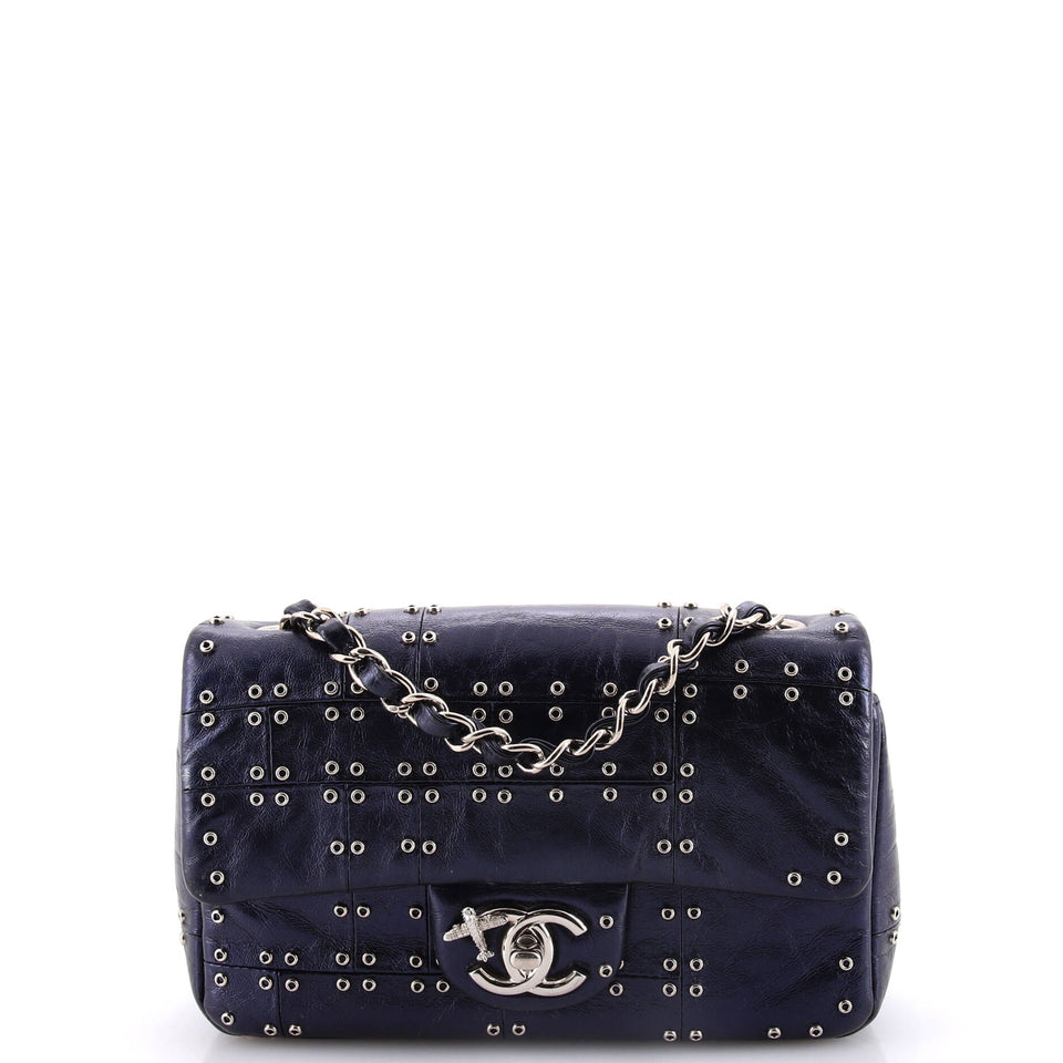 Airlines Classic Single Flap Bag Grommet Studded Calfskin Mini